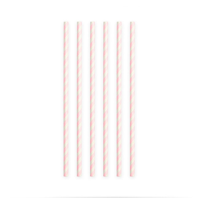 Papieren Rietjes Baby Roze Gestreept 19,7cm 20st van WeFiesta koop je bij Partywinkel