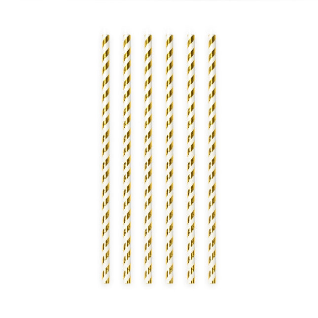 Papieren Rietjes Goud Gestreept 19,7cm 20st van WeFiesta koop je bij Partywinkel