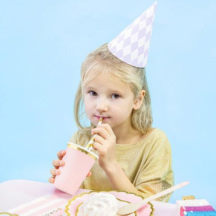 Papieren Rietjes Goud Wit Metallic 19,5cm 10st van Partydeco koop je bij Partywinkel