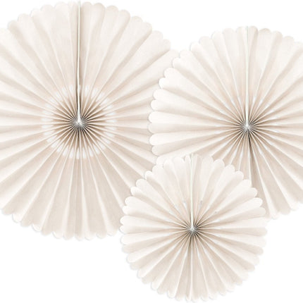 Papieren Waaiers Beige Set 23 - 40cm 3 delig van Partydeco koop je bij Partywinkel
