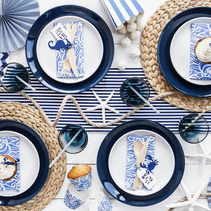 Papieren Waaiers Donkerblauw Set 23 - 40cm 3 delig van Partydeco koop je bij Partywinkel