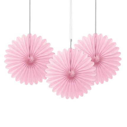 Papieren Waaiers Lichtroze 15cm 3st van Unique koop je bij Partywinkel