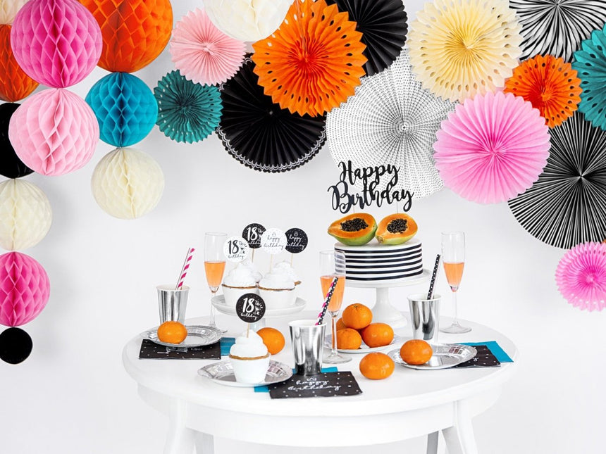 Papieren Waaiers Zwart Wit Set 25 - 40cm 5 delig van Partydeco koop je bij Partywinkel