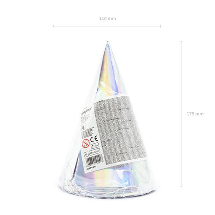 Parelmoer Feesthoedjes 16cm 6st van Partydeco koop je bij Partywinkel