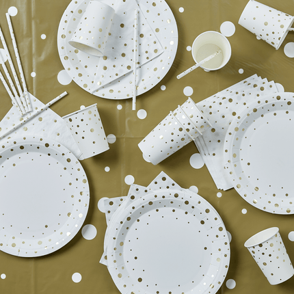 Party Tafelset Goud Wit 41 delig van Paper Dreams koop je bij Partywinkel
