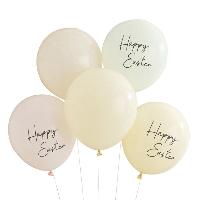 Pasen Ballonnen Happy Easter 30cm 5st van Ginger Ray koop je bij Partywinkel