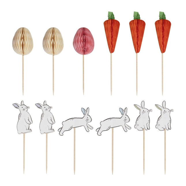 Pasen Cupcake Toppers Gekleurd 12st van Ginger Ray koop je bij Partywinkel