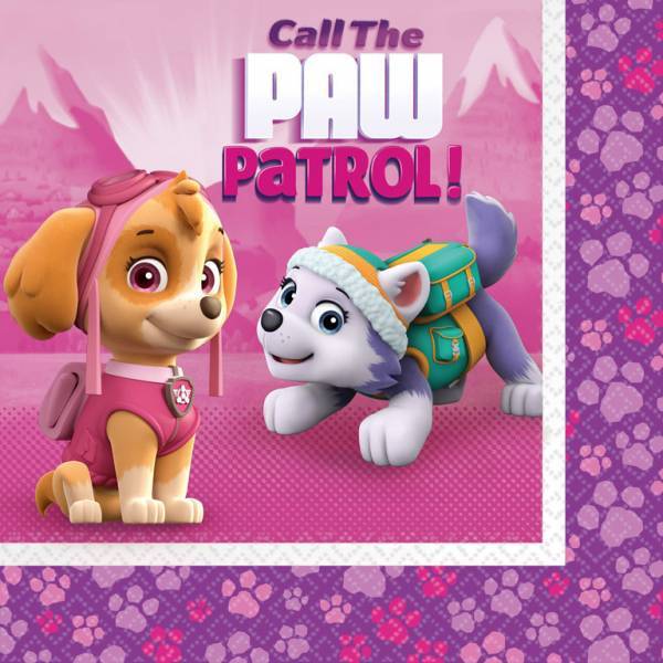 Paw Patrol Servetten Roze 33cm 20st - Partywinkel - 013051770884