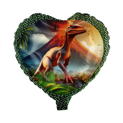 Palloncino ad elio a forma di dinosauro con cuore colorato, vuoto, 45 cm