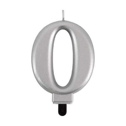 Candela "0 anni" argento metallizzato 7 cm