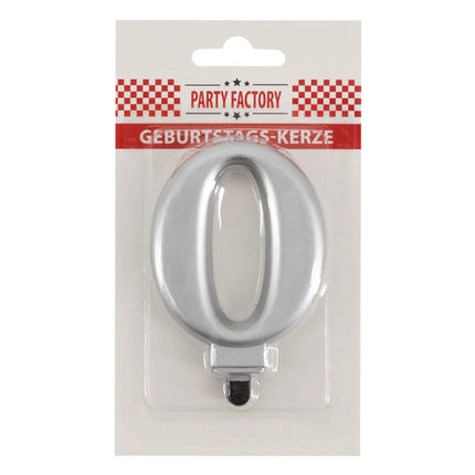 Candela "0 anni" argento metallizzato 7 cm