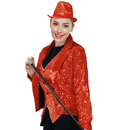 Giacca rossa con paillettes, taglia L