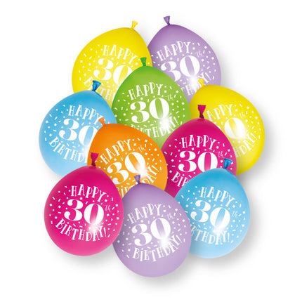 Palloncini in lattice da 10 ct “Happy 30th Birthday” da 23 cm