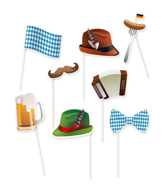 Oggetti di scena per il photobooth dell'Oktoberfest 8 pezzi