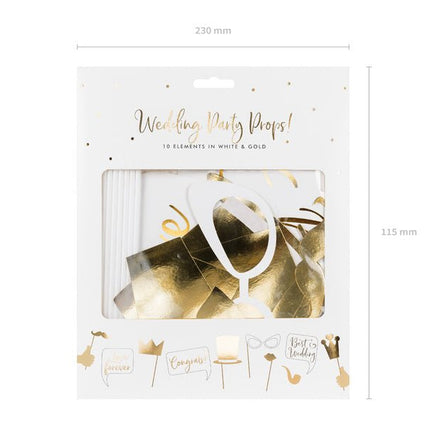 Photobooth Bruiloft Goud 10st van Partydeco koop je bij Partywinkel