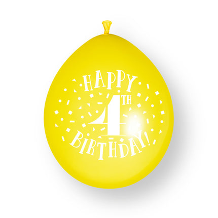 10 pezzi Palloncini in lattice Happy 4th Birthday 23cm