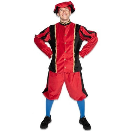 Pietenpak Katoen Rood/Zwart van Haza Witbaard koop je bij Partywinkel
