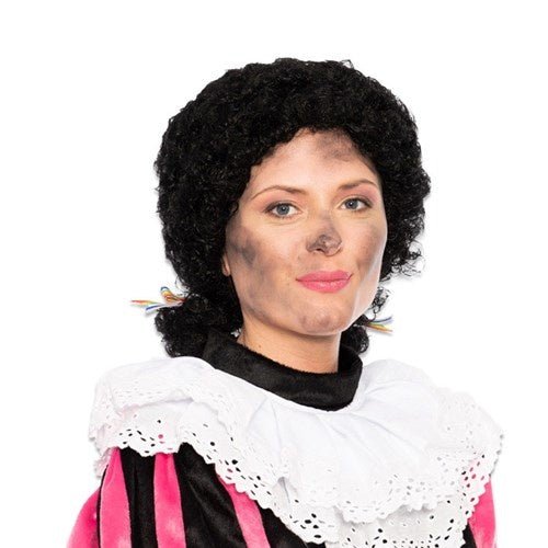 Pietenpruik Luxe Met staartjes Zwart van Haza Witbaard koop je bij Partywinkel