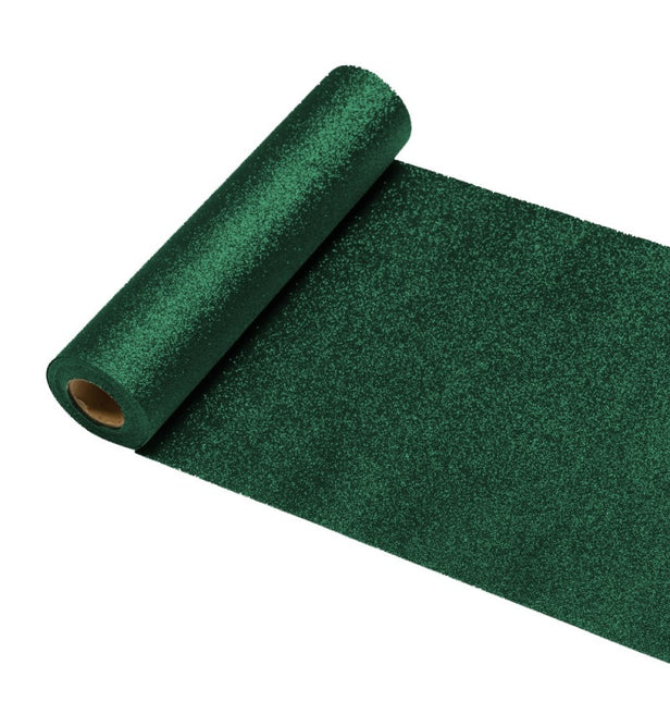 Runner da tavolo verde glitterato 30Cm 5m