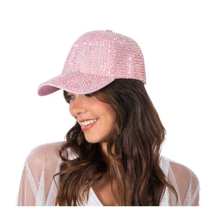 Cappellino con strass rosa, taglia unica