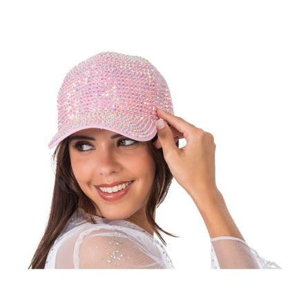 Cappellino con strass rosa, taglia unica