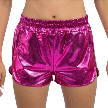 Shorts da donna rosa shocking metallizzato