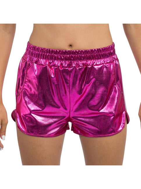 Shorts da donna rosa shocking metallizzato