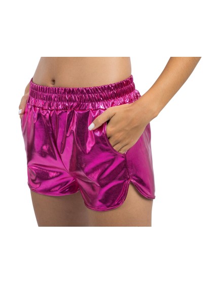 Shorts da donna rosa shocking metallizzato