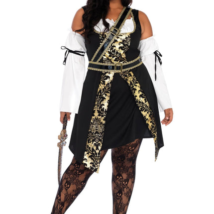 Piraat Jurk Zwart Wit Dames Black Sea Leg Avenue - Partywinkel - 714718525815