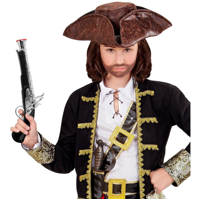 Piraat Nep Pistool Zwart Zilver van Widmann koop je bij Partywinkel