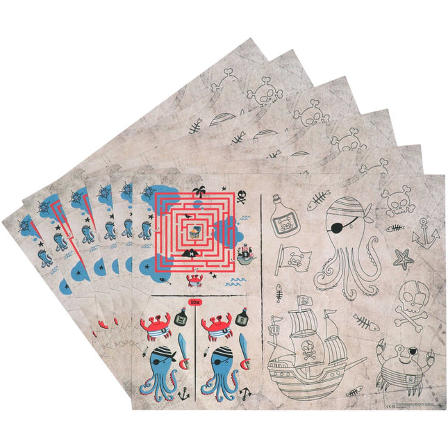 Piraat Placemats Met Activiteiten 40cm 6st van Folat koop je bij Partywinkel