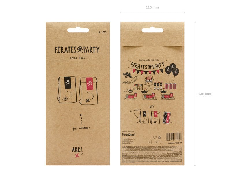 Piraten Uitdeelzakjes 18cm 6st van Partydeco koop je bij Partywinkel
