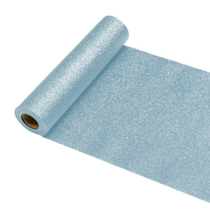 Runner da tavolo azzurro glitterato 5m