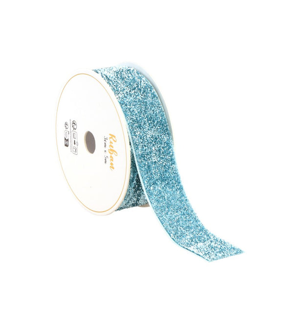 NASTRO GLITTERATO BLU POLARE 25 MM X 3 M