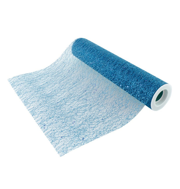 Runner da tavolo blu glitterato 5m