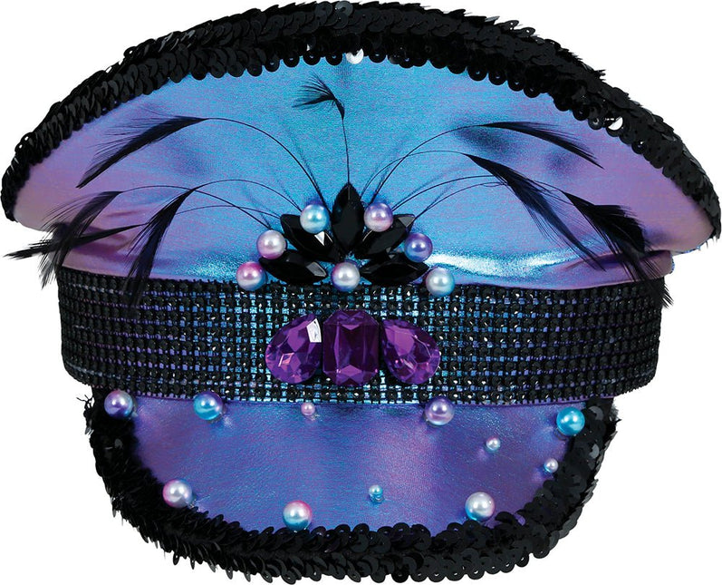 Police purple hat with feathers, adult van Fiestas Guirca koop je bij Partywinkel