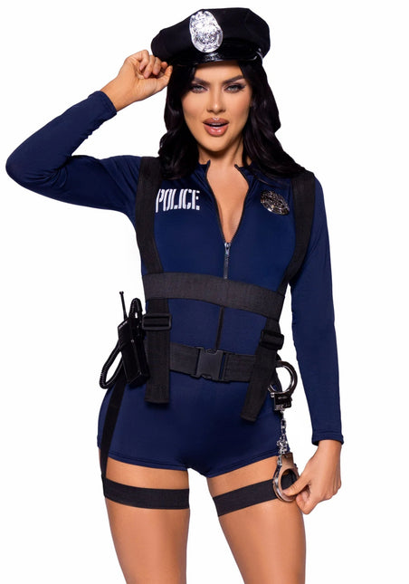 Politie Pak Blauw Dames Bodysuit Leg Avenue - Partywinkel - 714718564258