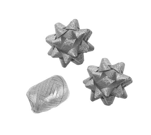 Set combinato Polyband argento glitterato (1 uovo, 2 coccarde)