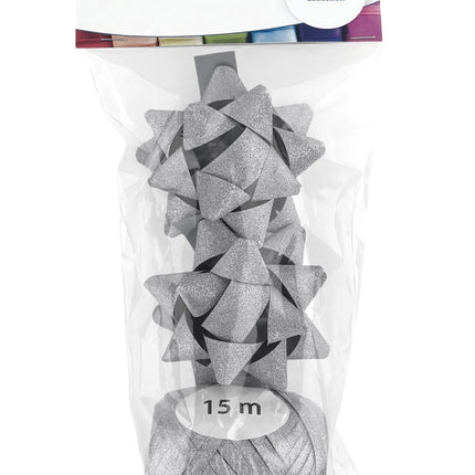 Set combinato Polyband argento glitterato (1 uovo, 2 coccarde)