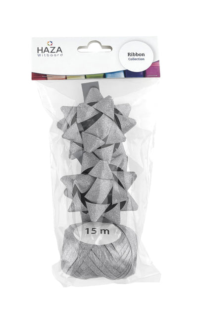 Set combinato Polyband argento glitterato (1 uovo, 2 coccarde)