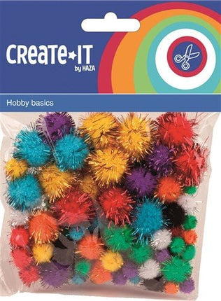 Pompoms Glitter 78st van Haza Witbaard koop je bij Partywinkel