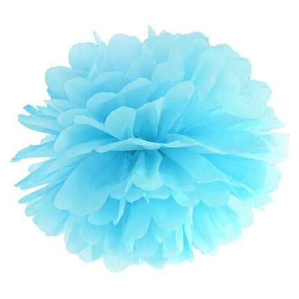 Pompon Hemelsblauw 25cm van Partydeco koop je bij Partywinkel