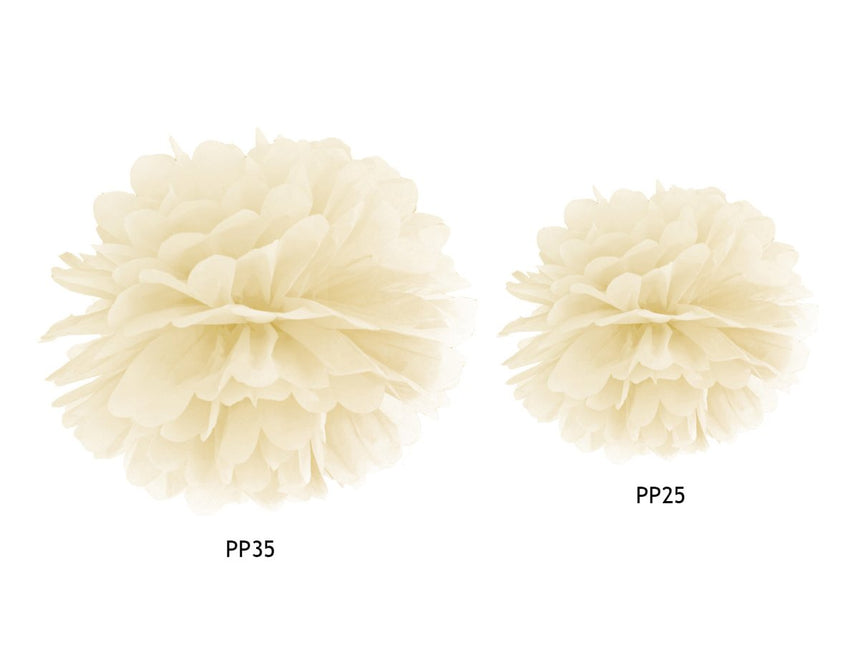Pompon Vanille Creme 35cm van Partydeco koop je bij Partywinkel