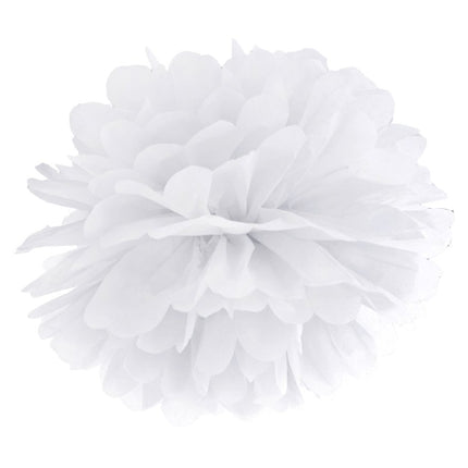 Pompon Wit 35cm van Partydeco koop je bij Partywinkel