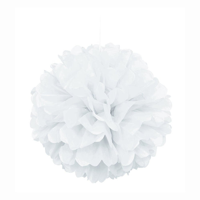 Pompon Wit 40cm van Unique koop je bij Partywinkel
