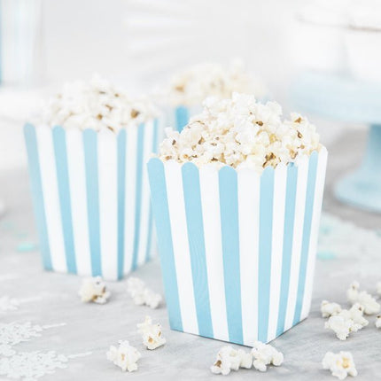 Popcorn Bakjes Blauw Mix 12,5cm 6st van Partydeco koop je bij Partywinkel