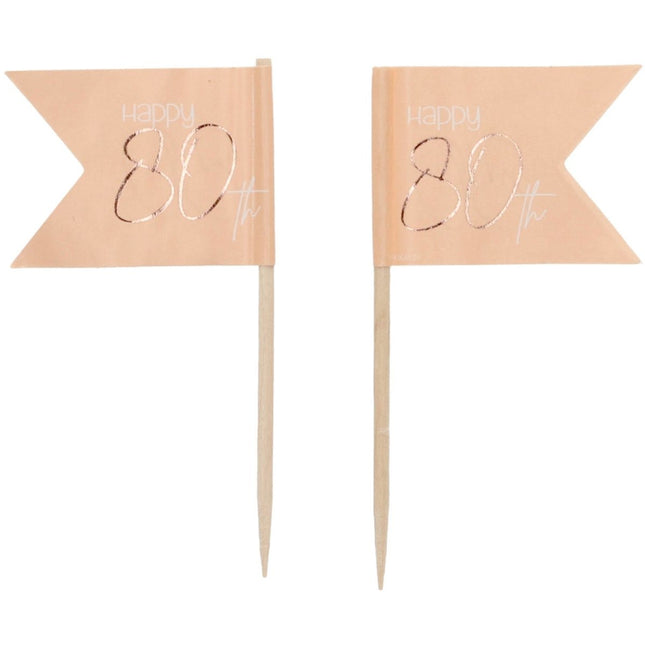 Prikkers 80 Jaar Rose Goud 6,5cm 36st van Folat koop je bij Partywinkel