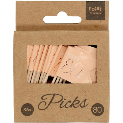 Prikkers 80 Jaar Rose Goud 6,5cm 36st van Folat koop je bij Partywinkel