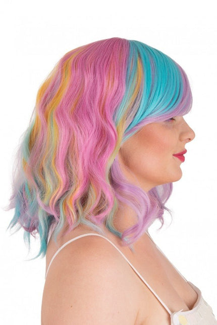 Pruik Alicia Half Lang Met Wave Met Pony Pastel Kleuren van PartyXplosion koop je bij Partywinkel