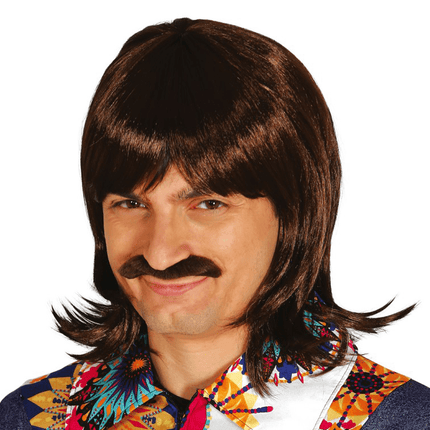 Pruik Snor Bruin van Fiestas Guirca koop je bij Partywinkel